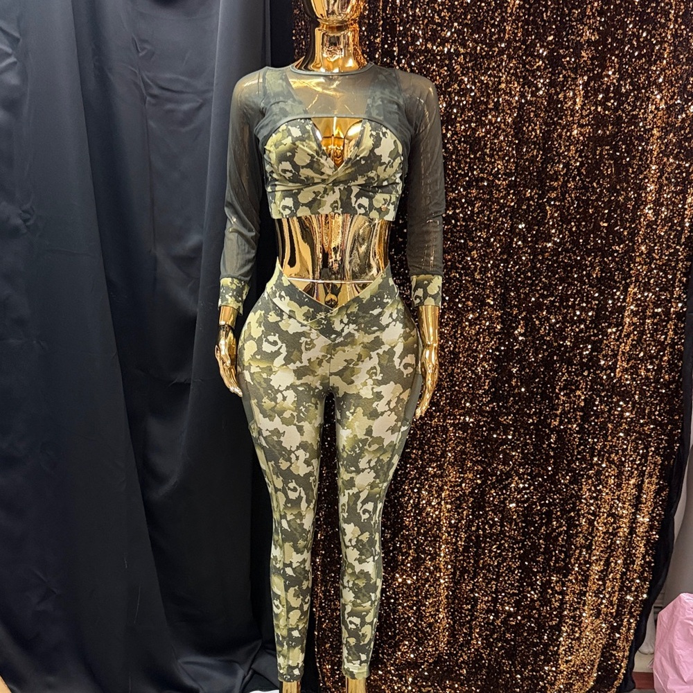 Camouflage Mesh Jumpsuit